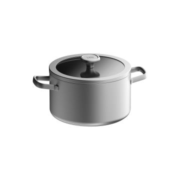 LEO RECYCLED Kookpan met deksel Graphite 24cm