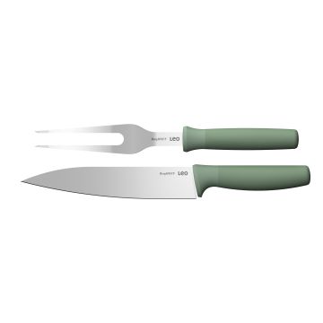 LEO RECYCLED 2-delig vleesmes en-vork set Forest